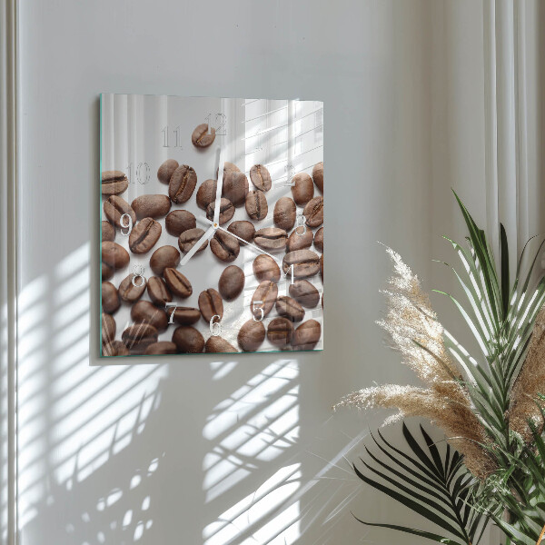 Wanduhr quadratisch Kaffeebohnen