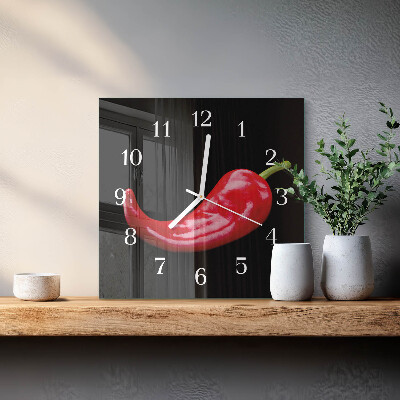 Wanduhr quadratisch Chilischoten