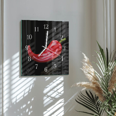 Wanduhr quadratisch Chilischoten