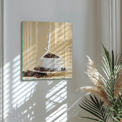 Wanduhr quadratisch Kaffee