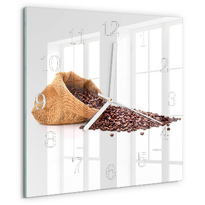 Wanduhr quadratisch Kaffeebohnen