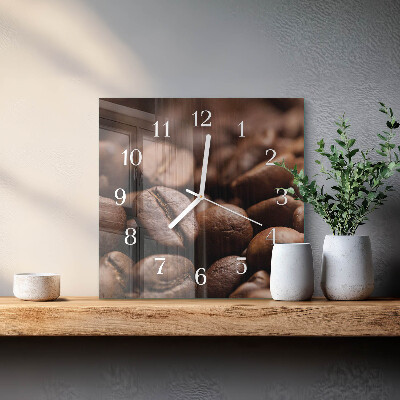 Wanduhr quadratisch Kaffeebohnen