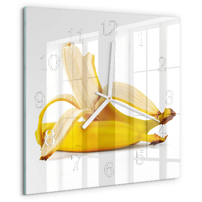 Wanduhr quadratisch Bananen