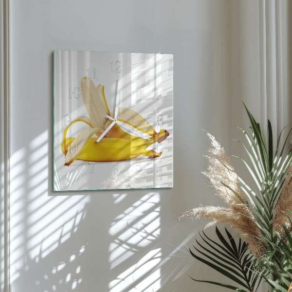 Wanduhr quadratisch Bananen