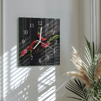 Wanduhr quadratisch Chilischoten