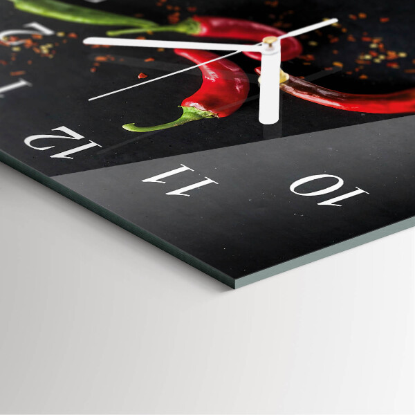 Wanduhr quadratisch Chilischoten