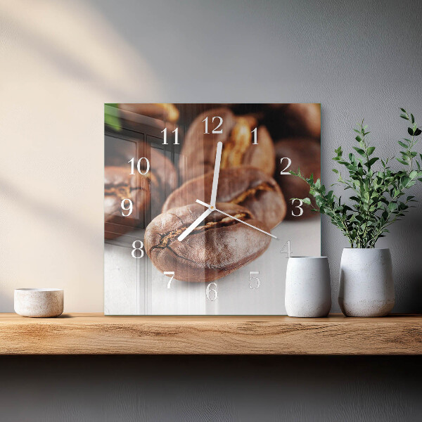 Wanduhr quadratisch Kaffeebohnen