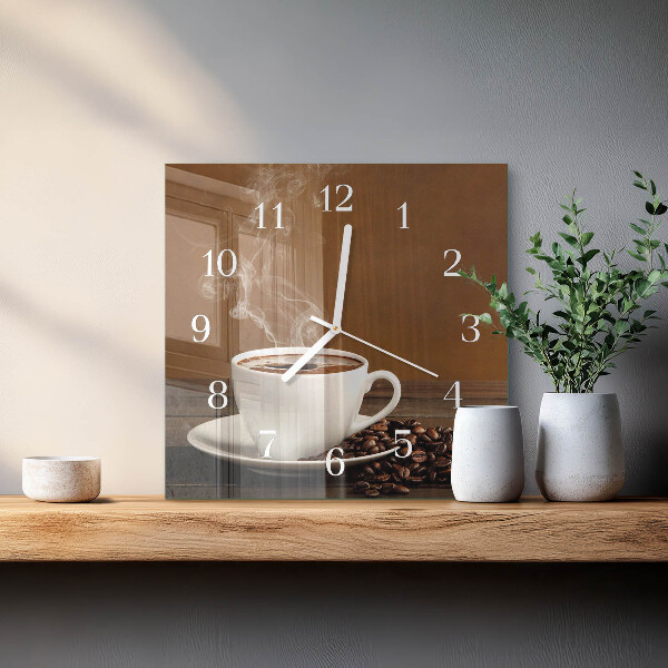 Wanduhr quadratisch Kaffee