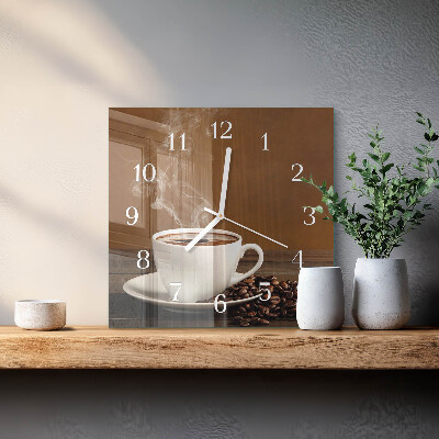 Wanduhr quadratisch Kaffee