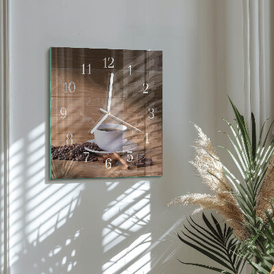 Wanduhr quadratisch Kaffee