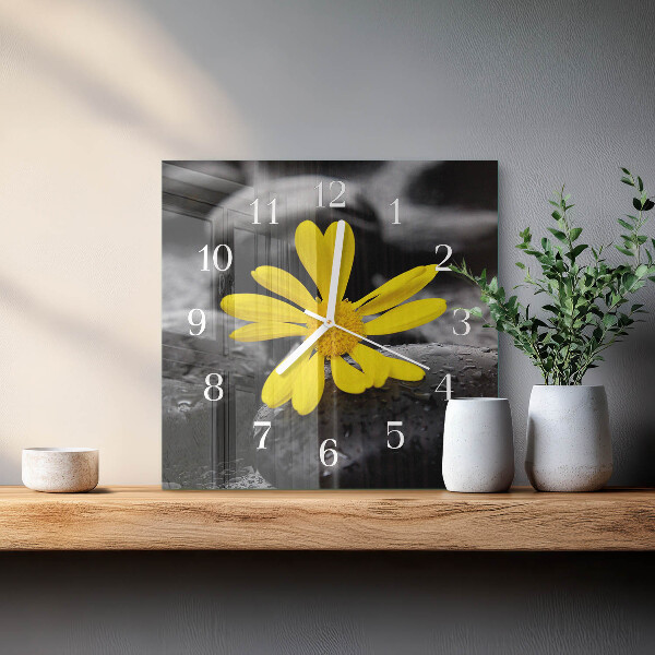 Wanduhr quadratisch Blume