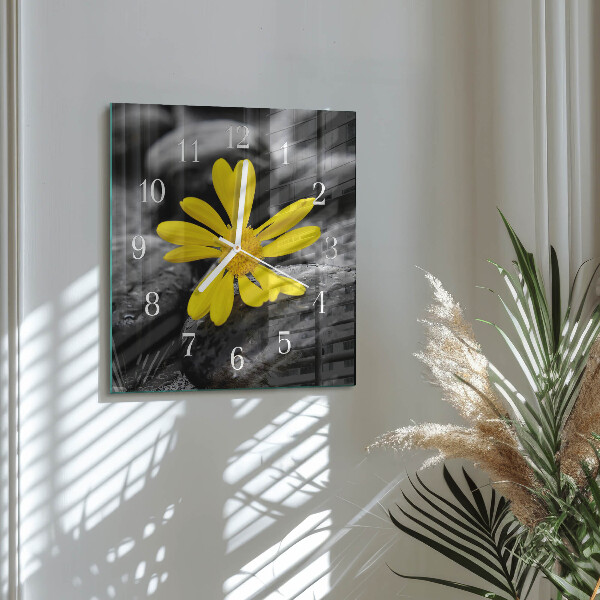 Wanduhr quadratisch Blume