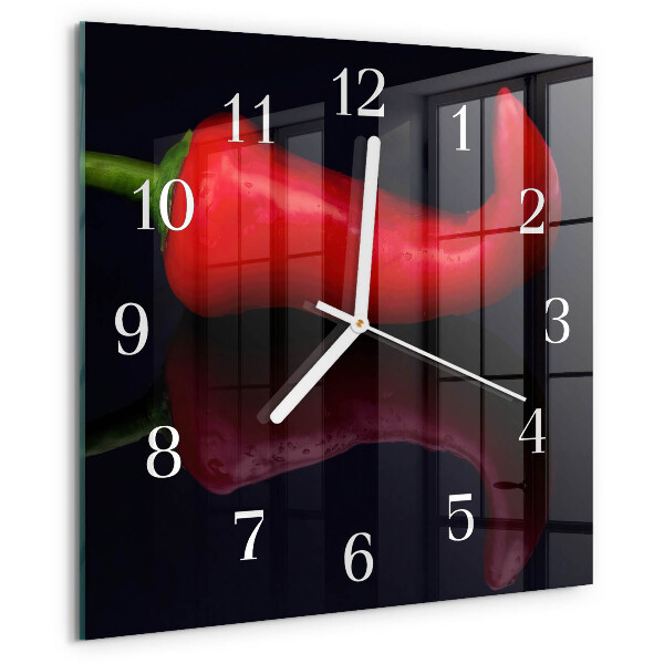 Wanduhr quadratisch Chilischoten