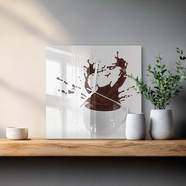 Wanduhr quadratisch Kaffee