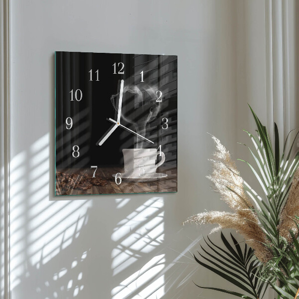 Wanduhr quadratisch Kaffee