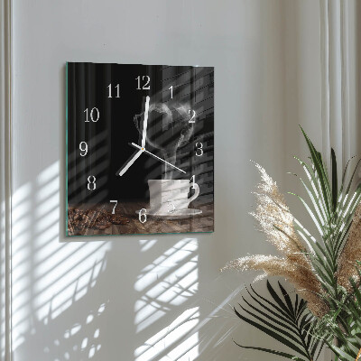 Wanduhr quadratisch Kaffee