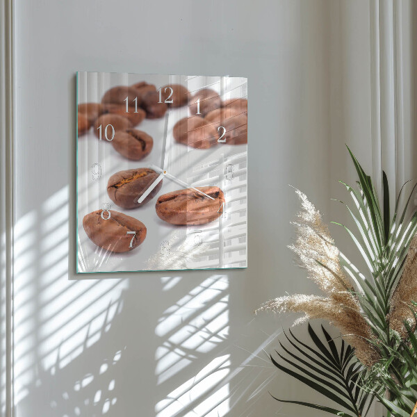 Wanduhr quadratisch Kaffeebohnen