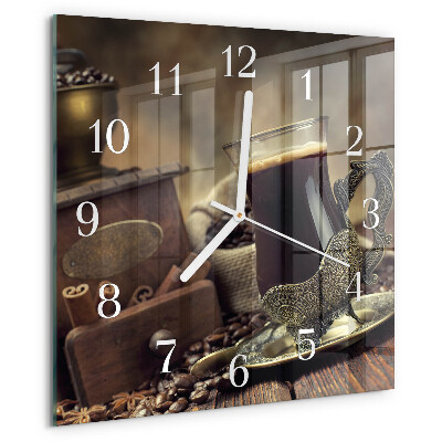 Wanduhr quadratisch Kaffee