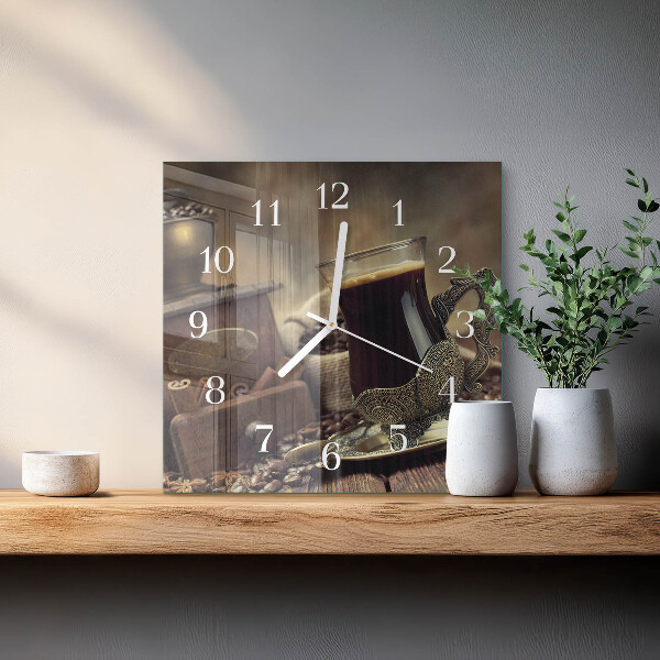 Wanduhr quadratisch Kaffee