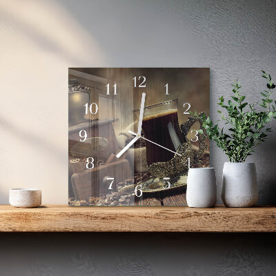 Wanduhr quadratisch Kaffee