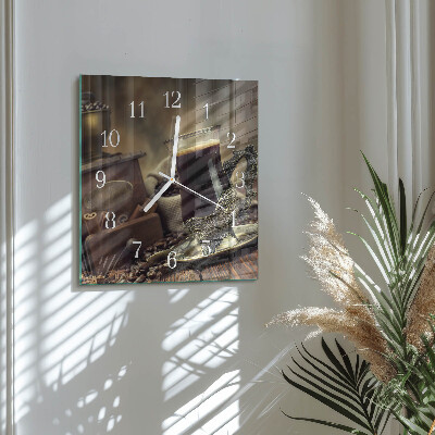 Wanduhr quadratisch Kaffee