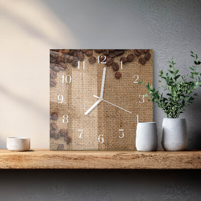 Wanduhr quadratisch Kaffeebohnen