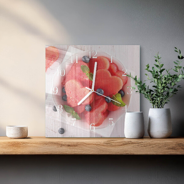 Wanduhr quadratisch Wassermelonenherz