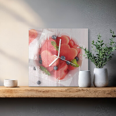 Wanduhr quadratisch Wassermelonenherz