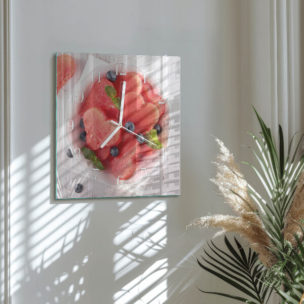 Wanduhr quadratisch Wassermelonenherz