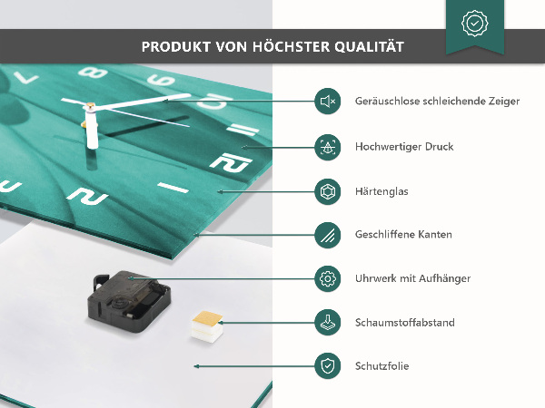 Wanduhr quadratisch Apfel