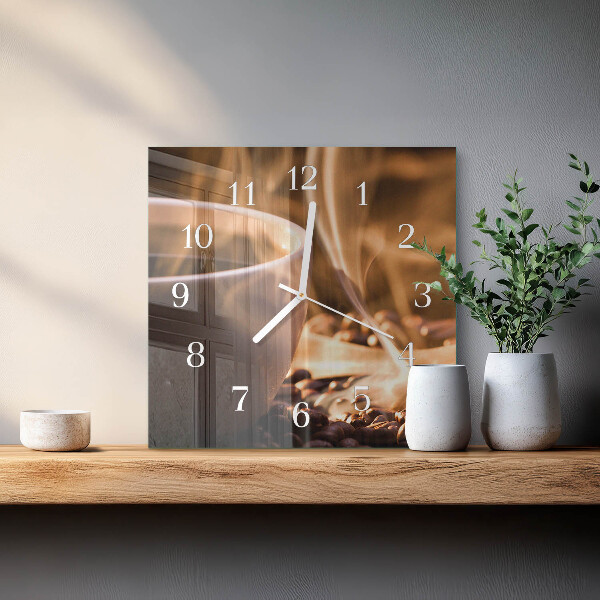 Wanduhr quadratisch Kaffee
