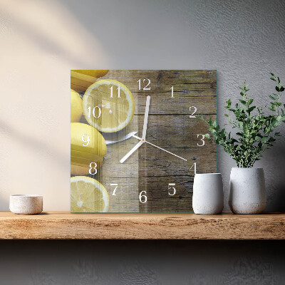 Wanduhr quadratisch Saftige Zitronen