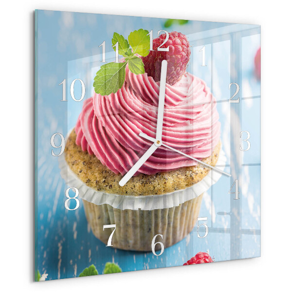Wanduhr quadratisch Himbeermuffin