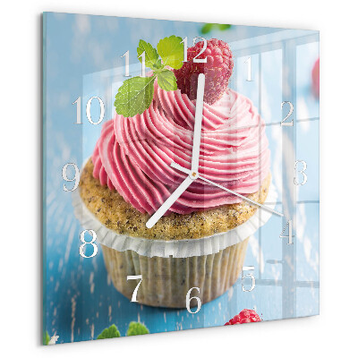 Wanduhr quadratisch Himbeermuffin