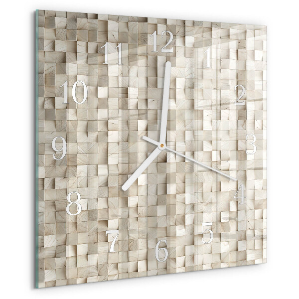 Wanduhr quadratisch Holzmosaik