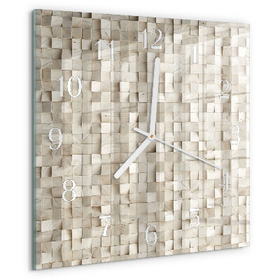 Wanduhr quadratisch Holzmosaik