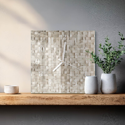 Wanduhr quadratisch Holzmosaik