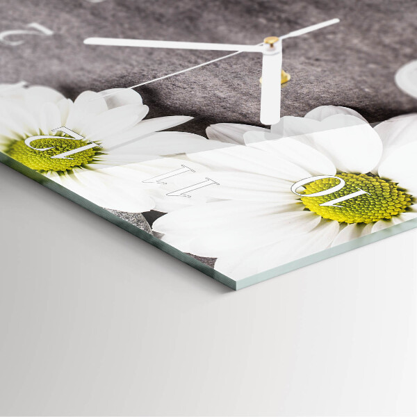 Wanduhr quadratisch Blumen und Steine