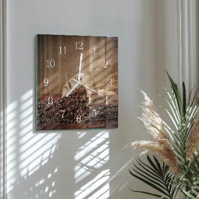 Wanduhr quadratisch Kaffee