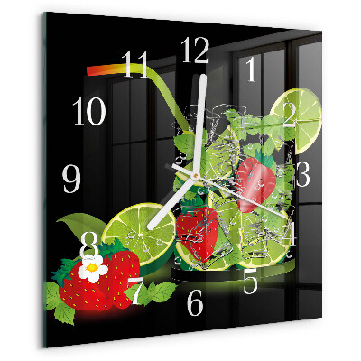 Wanduhr quadratisch Erdbeere und Limette