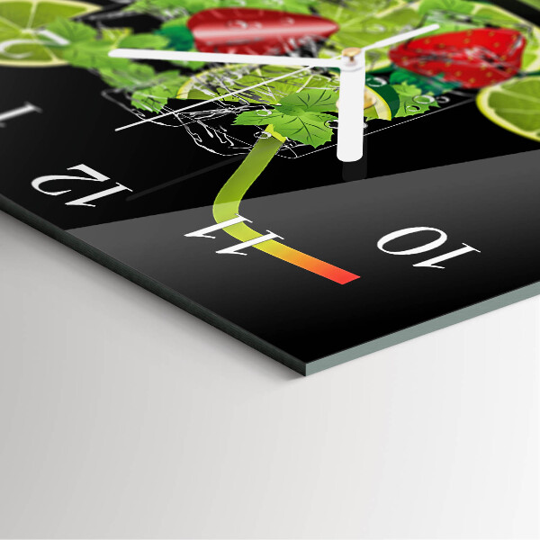 Wanduhr quadratisch Erdbeere und Limette