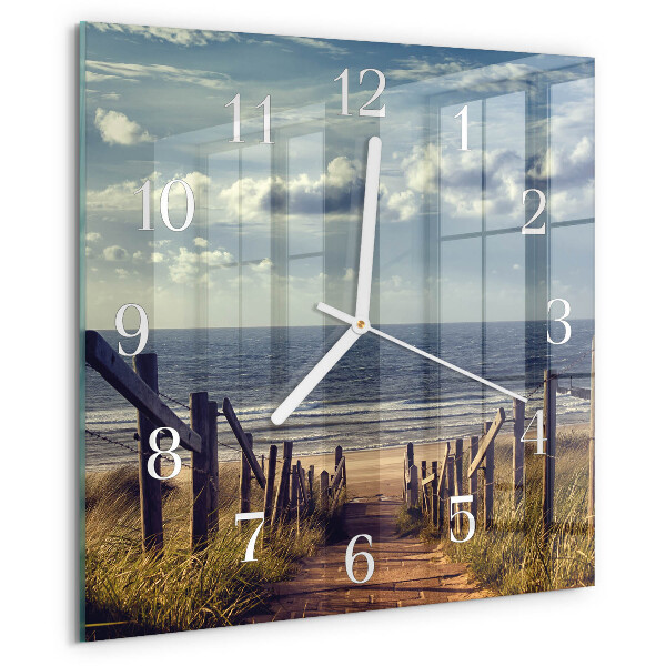 Wanduhr quadratisch Strand Meer