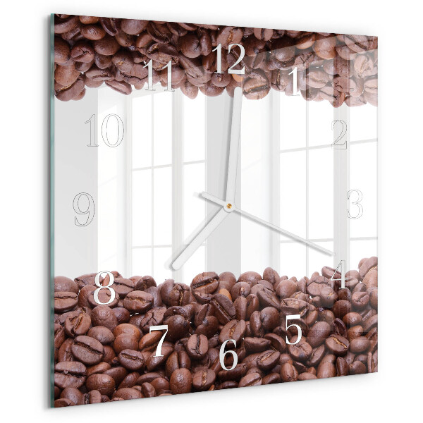 Wanduhr quadratisch Kaffeebohnen