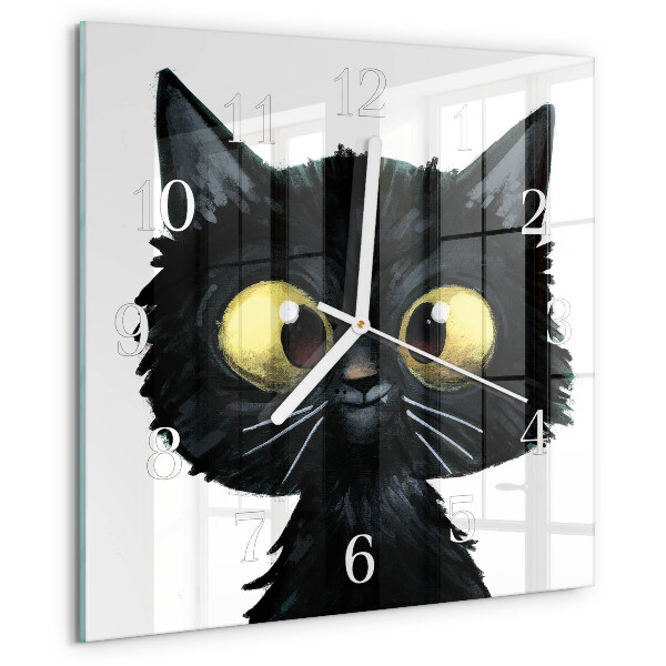 Wanduhr quadratisch Schwarze Katze