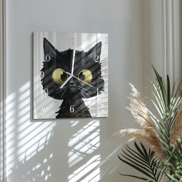 Wanduhr quadratisch Schwarze Katze