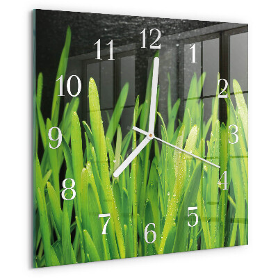 Wanduhr quadratisch Gras
