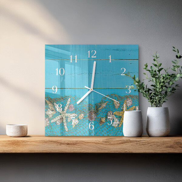 Wanduhr quadratisch Meeresschätze