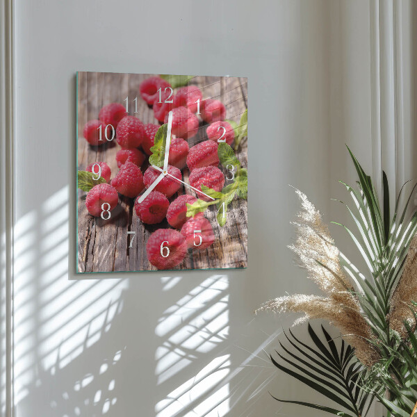 Wanduhr quadratisch Himbeeren