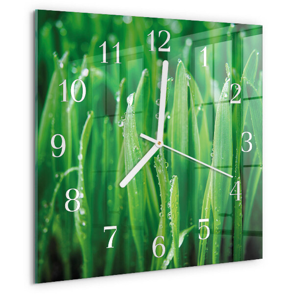 Wanduhr quadratisch Grünes Gras