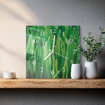 Wanduhr quadratisch Grünes Gras